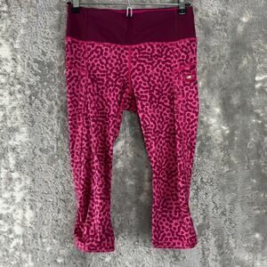 Lululemon Size 4 Polka Dot Abstract Flat Front Zip Pocket Leggings Pink Pants